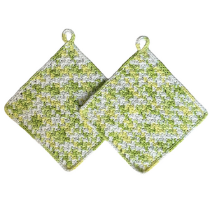 Cotton Crochet Washcloths, Dishcloths, Set of 2, Kitchen or Bath - 9” x 9”